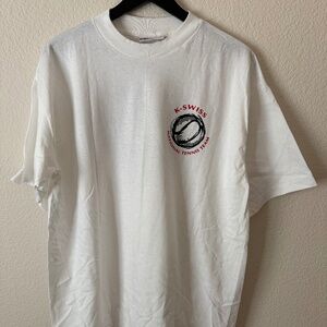 Men's K-Swiss White Graphic National Tennis Team Logo Tee Shirt Size XL